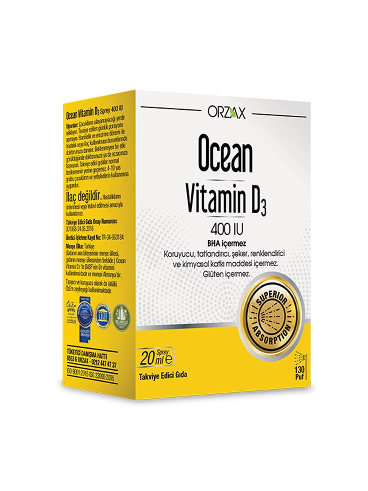 Ocean Vitamin D3 1000 UI Sprey Orzax